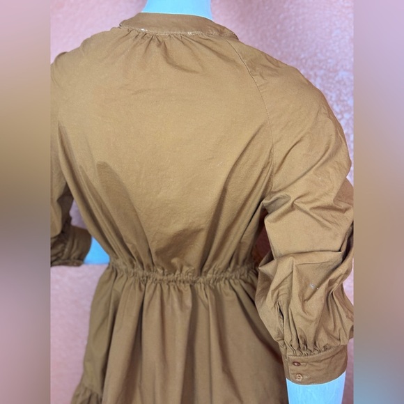 Astr The Label Ruched Flounce Shirtdress Long Sleeve Buttoned brown Small.  E32 - Picture 14 of 17